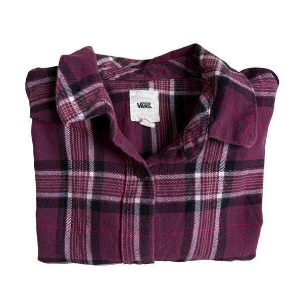Vans Tops - Vans Cropped Flannel Long Sleeved Shirt (Purple Plaid) - Size XS